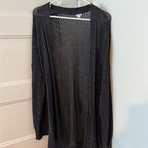 Aerie Black Open-Knit Cardigan